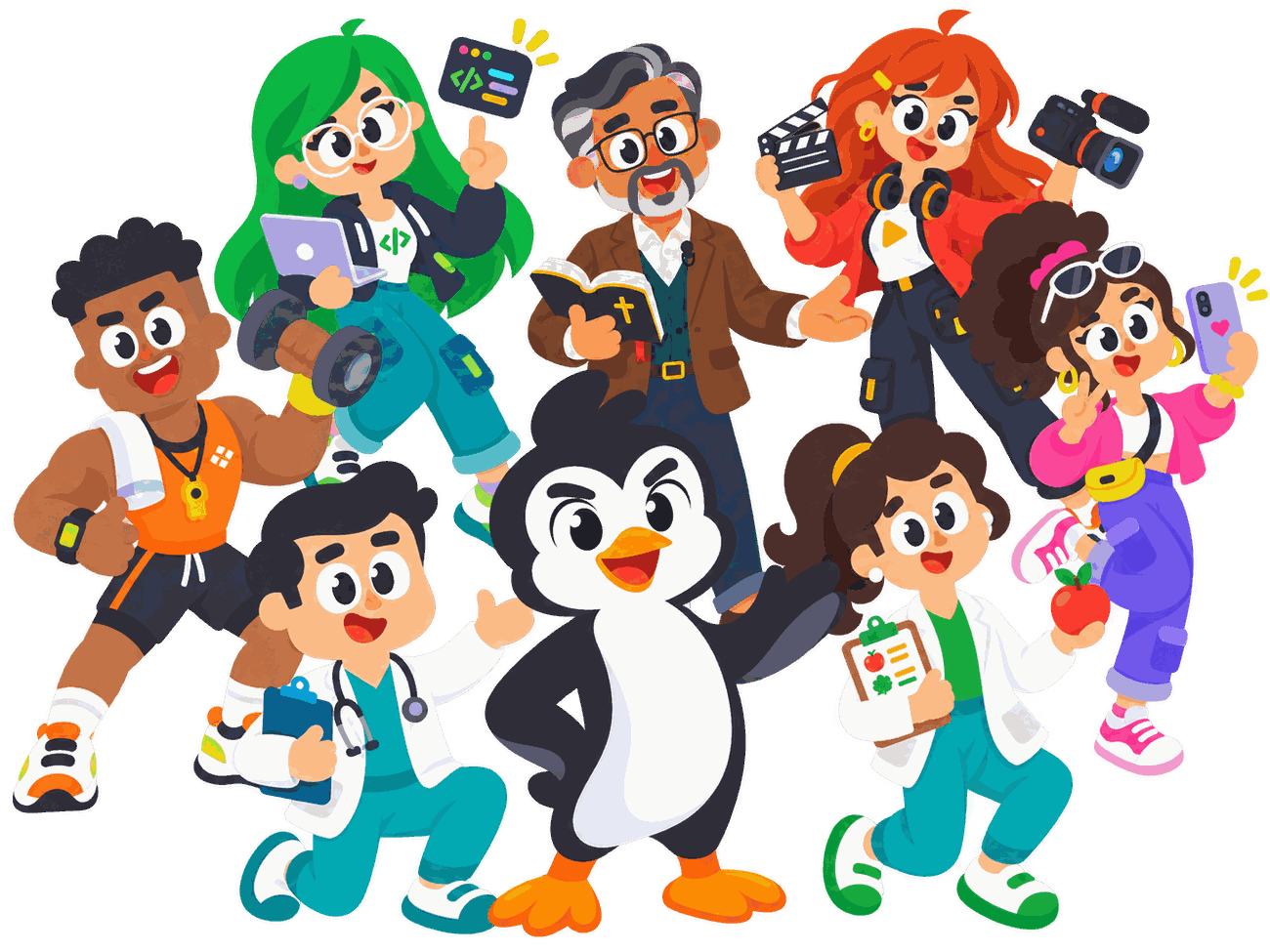 Os sete guias do OREM e o pinguim